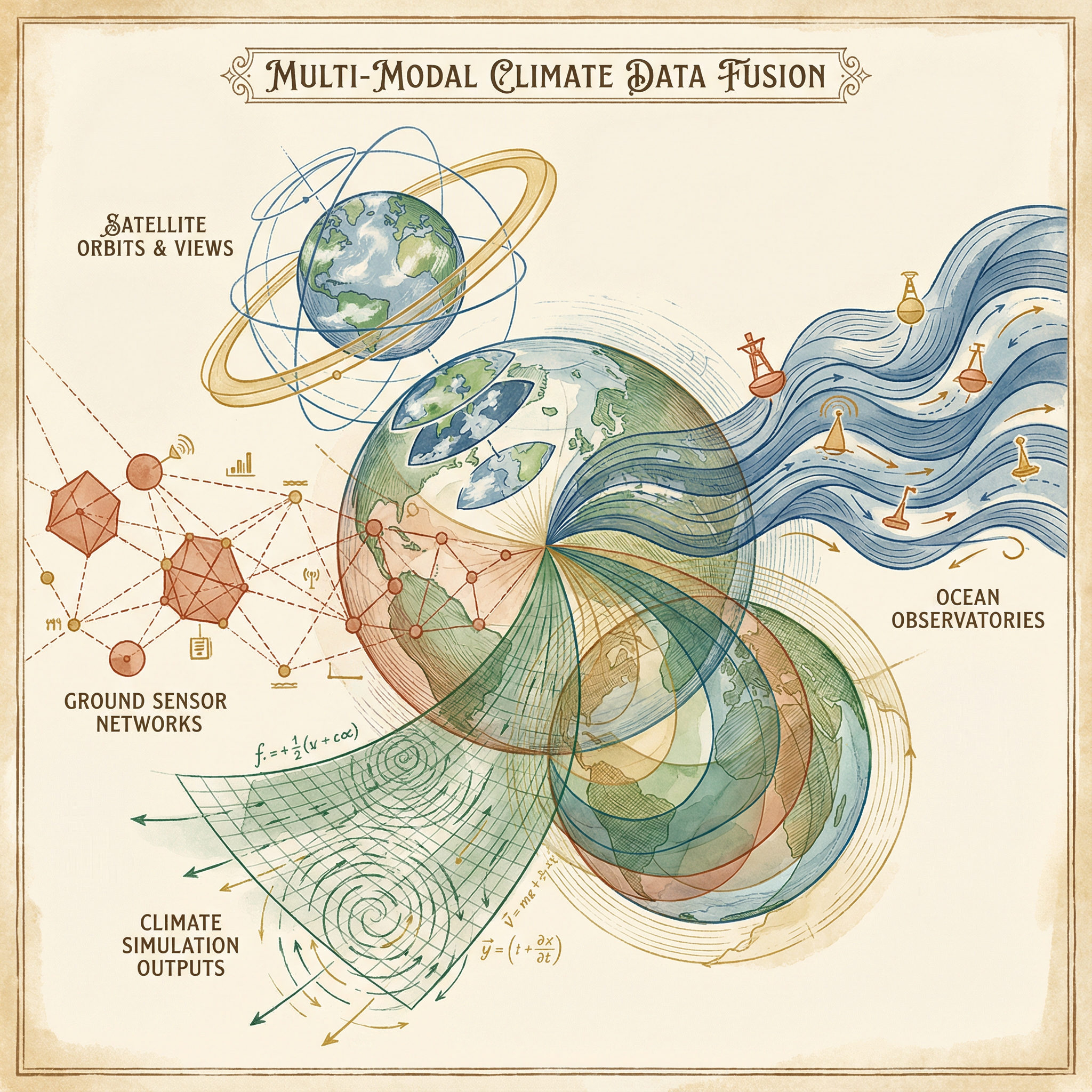 Multi-modal climate data fusion architecture