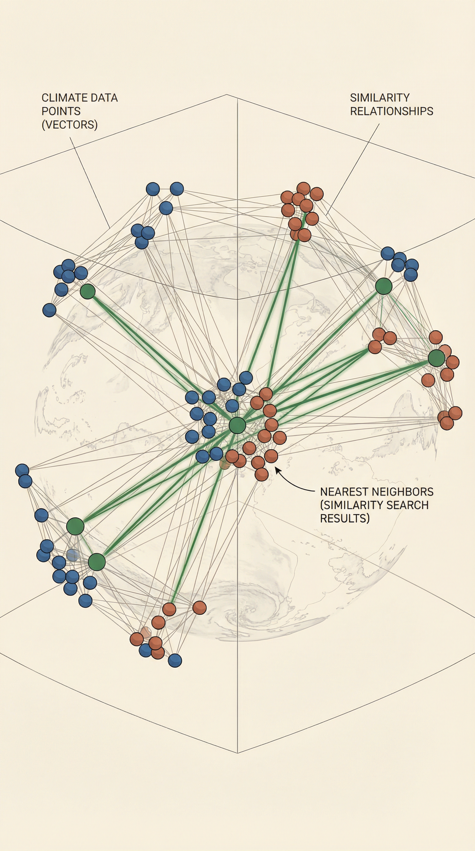 HNSW graph structure showing hierarchical layers and greedy routing